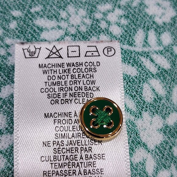 Adrianna Papell Floral Green Long Sleeve Blouse Round Ruffle Neck Size L NEW NWT - Picture 5 of 10